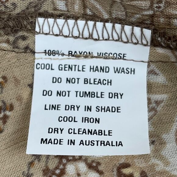 Kookai Mini Dress Size 2 Beige Brown Geometric Floral Long Sleeve Boho Hippie - Picture 11 of 12